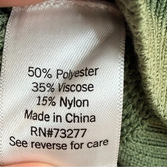 Nine West Puff Sleeve Textured Knit Sweater XL Olive Green - Picture 4 of 5